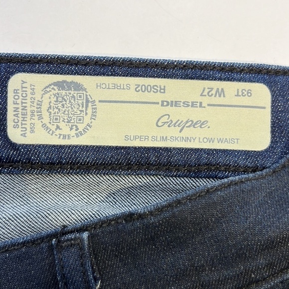 Diesel Industry Grupee Super Slim Skinny Low Waist Size 27 - Picture 8 of 16